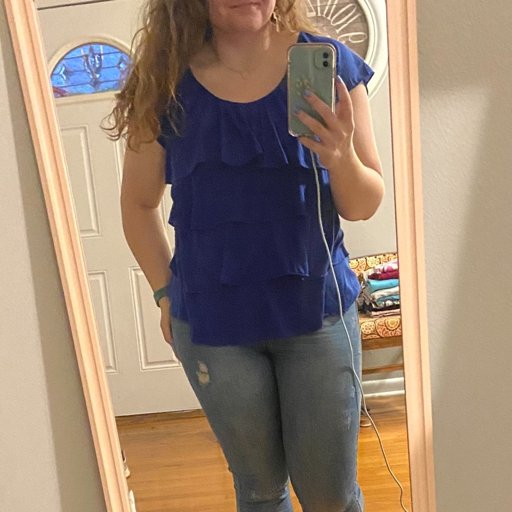 Ruffled blue top